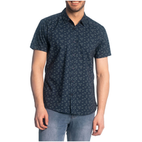 Chemise à manches courtes en popeline avec imprimé pour hommes, Black Bull, Ellis Front_Flat