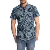 Black Bull Men's Kris Short Sleeve Button Down Printed Denim Shirt Front_Flat