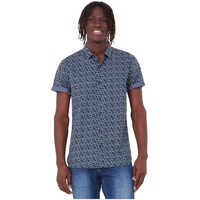 Chemise à manches courtes en popeline avec imprimé pour hommes, Black Bull, Griffin Front_Flat