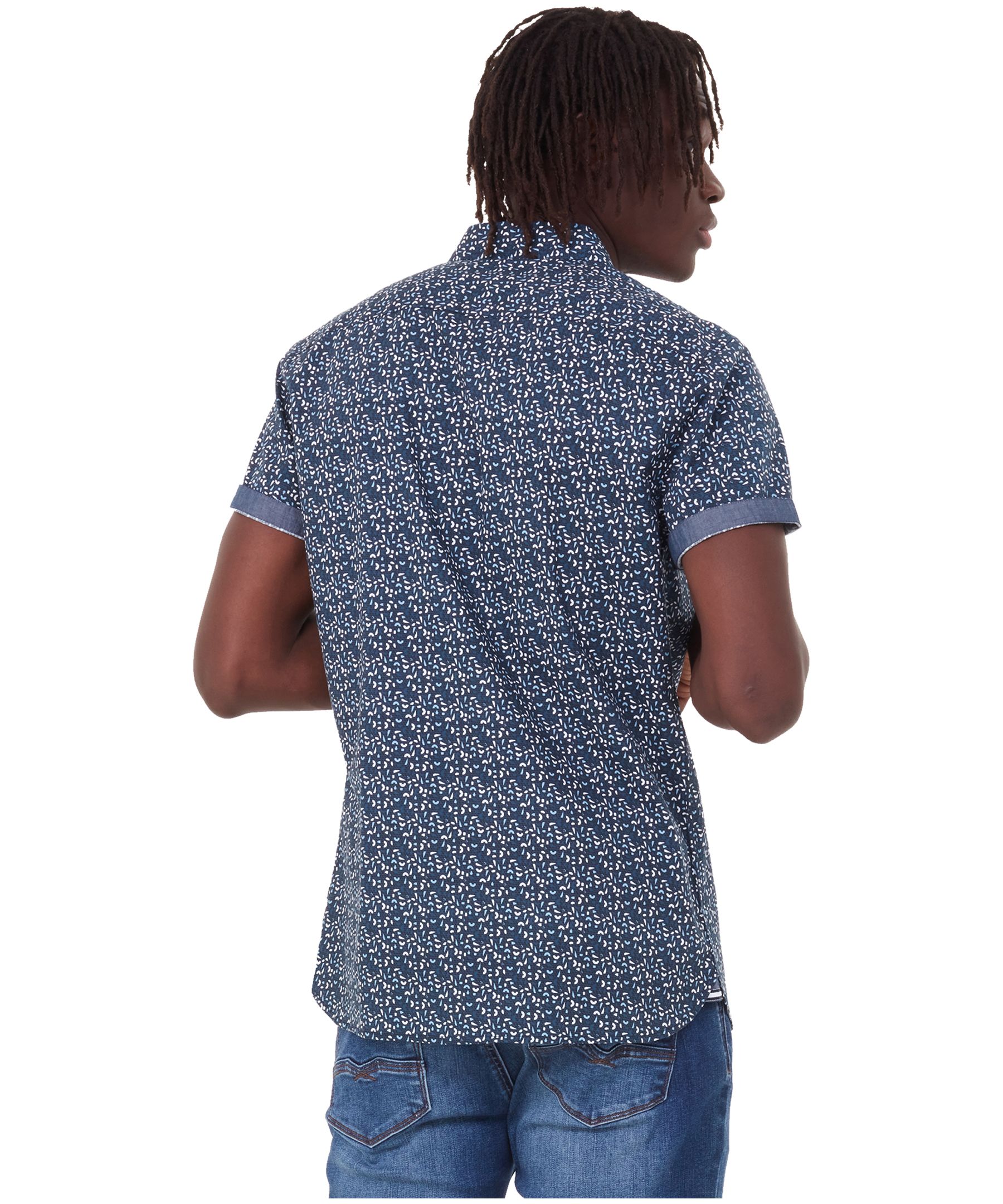 Black Bull Men's Griffin Printed Poplin Short Sleeve Shirt