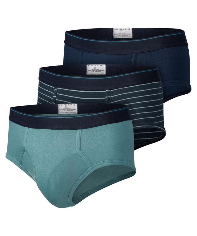 Denver Hayes Men's 3-Pack Yarn Dye Basic Briefs