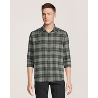 Chemise à carreaux en flanelle extensible WindRiver de base de coupe régulière à manches longues pour hommes Front_Flat