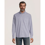 Denver Hayes Men's Long Sleeve Classic Fit Stretch Casual Oxford Shirt Front_Flat