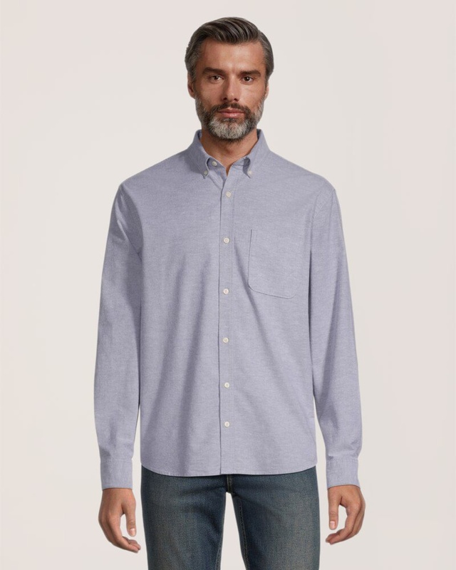 Denver Hayes Men's Long Sleeve Classic Fit Stretch Casual Oxford Shirt