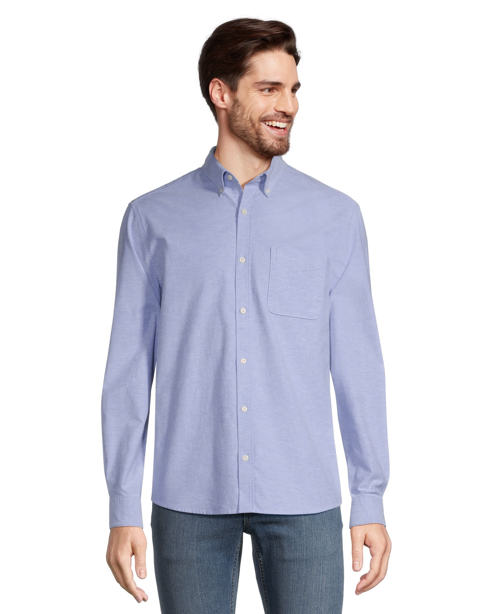 Denver Hayes Men's Stretch Oxford Casual Long Sleeve Button Down Shirt