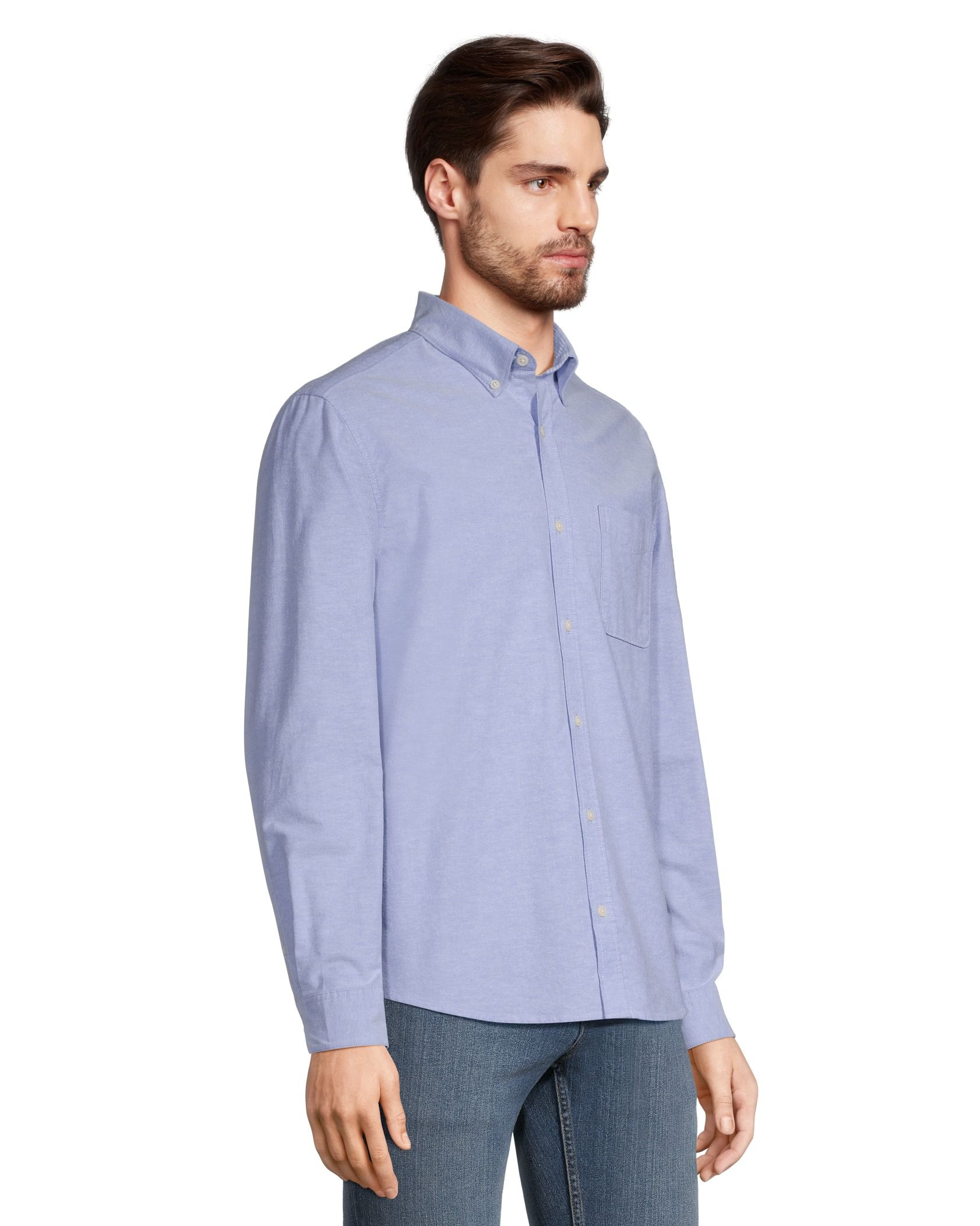 Denver Hayes Men's Stretch Oxford Casual Long Sleeve Button Down Shirt