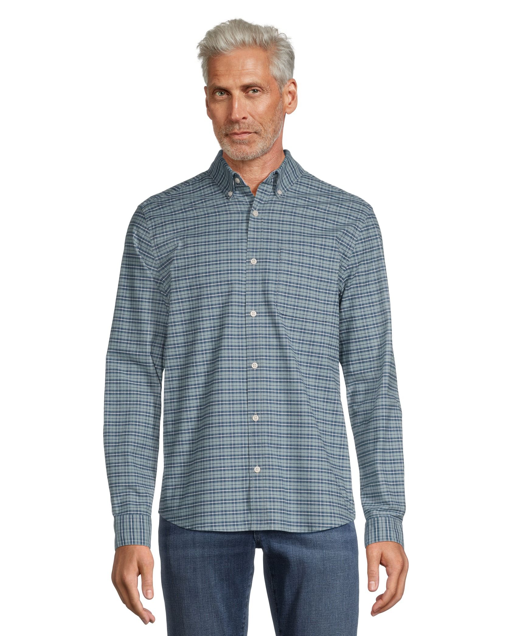 Denver Hayes Men's Stretch Oxford Modern Fit Long Sleeve Button Down ...