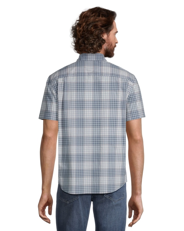 Denver Hayes Men's Short Sleeve Modern Fit Plaid Casual Sport Shirt Marks