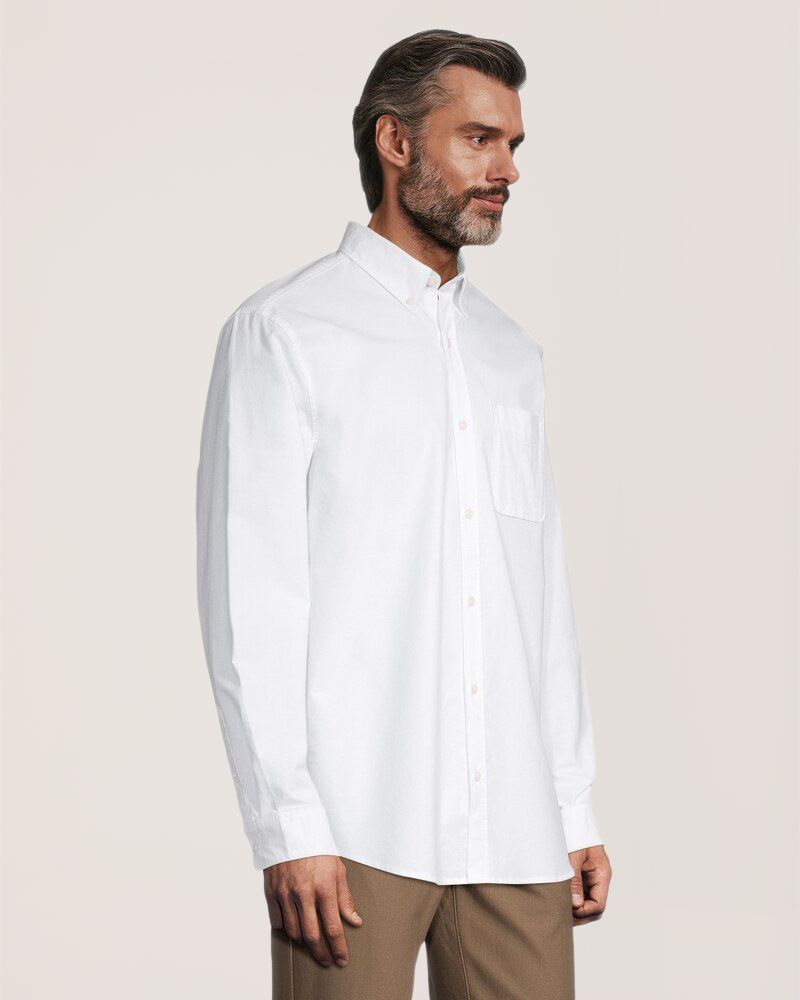 Denver Hayes Men's Long Sleeve Classic Fit Stretch Casual Oxford Shirt