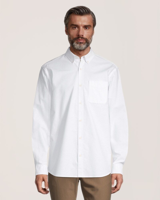 Denver Hayes Men's Long Sleeve Classic Fit Stretch Casual Oxford Shirt