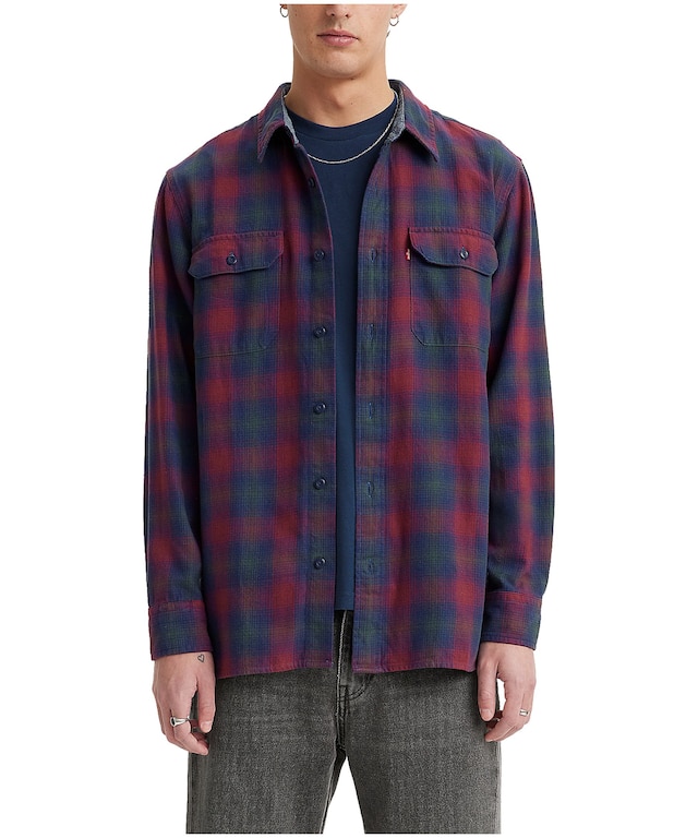 Levi's Men's Miguel Regular-Fit Plaid Flannel Shirt Gray Size Medium