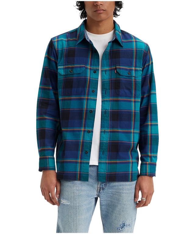 Levi's Men's Booth Regular-Fit Plaid Flannel Shirt Red Size 2 Extra Large