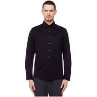 Chemise boutonnée de coupe moderne à manches longues pour hommes, Vegan, Projek Raw Front_Flat