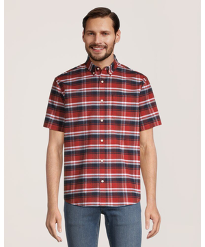 Chemise boutonnée extensible à manches courtes de coupe classique pour hommes, Oxford, Denver Hayes