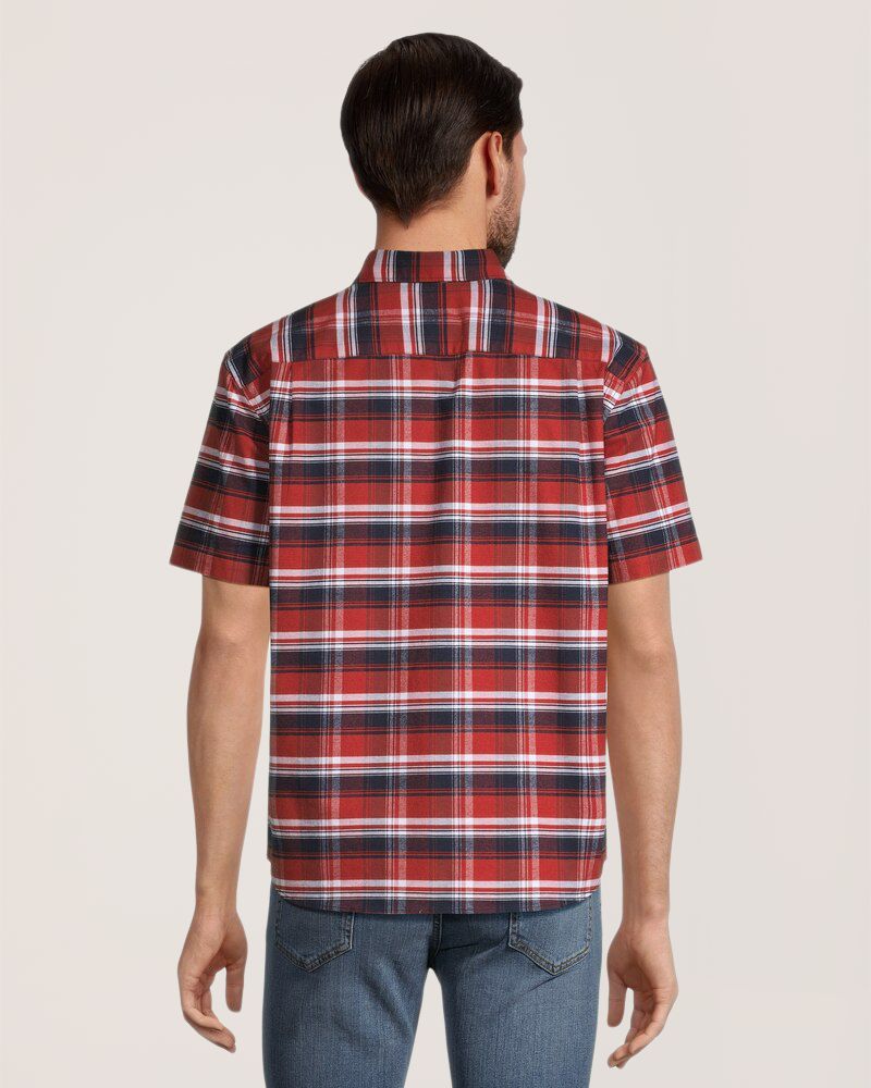 Chemise boutonnée extensible à manches courtes de coupe classique pour hommes, Oxford, Denver Hayes