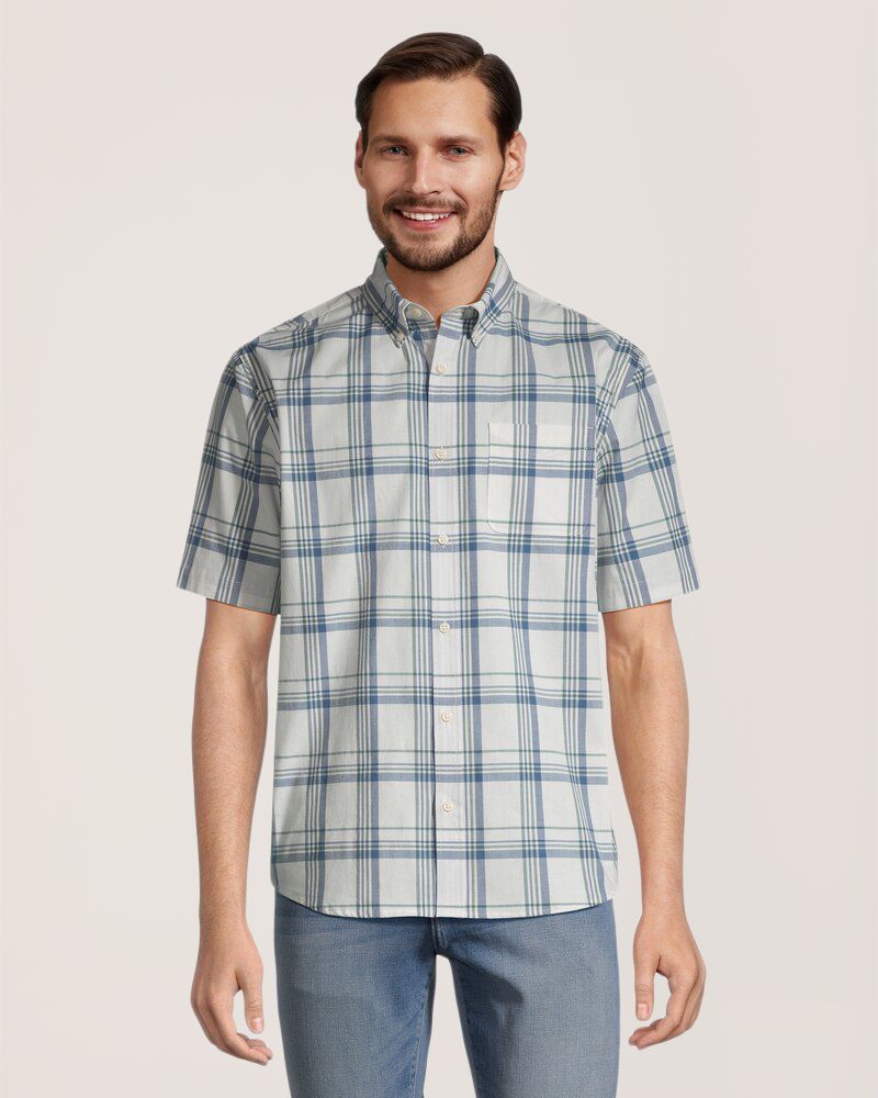 Denver Hayes Men's Plaid Sport Casual Classic Fit Shirt
