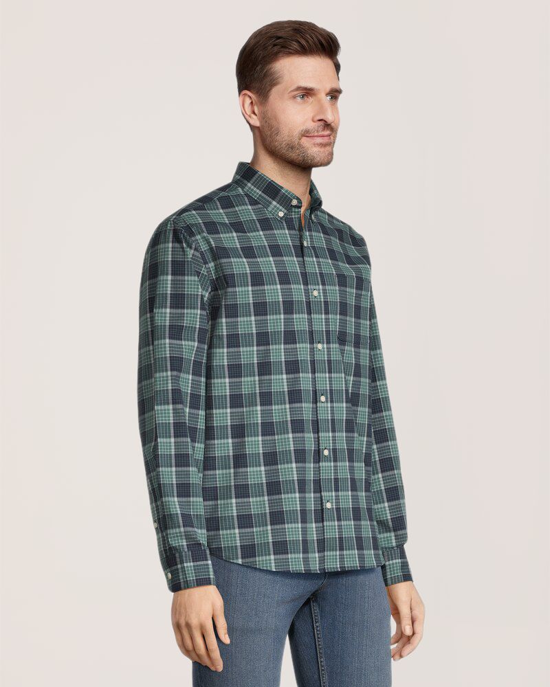 Denver Hayes Plaid Sport Casual Classic Fit Long Sleeve Shirt