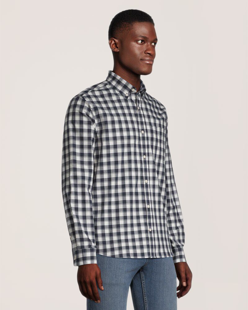 Denver Hayes Men's Plaid Sport Casual Long Sleeve Modern Fit Shirt