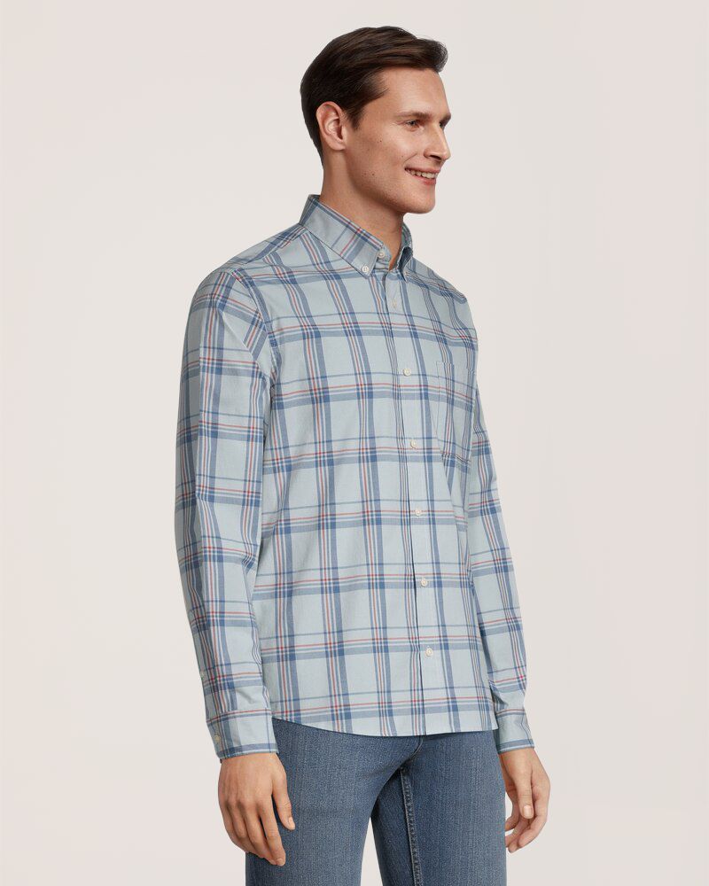 Denver Hayes Men's Plaid Sport Casual Long Sleeve Modern Fit Shirt