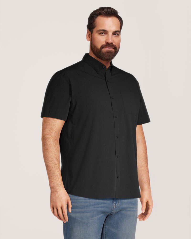 Denver Hayes Men's Poplin Casual Short Sleeve Modern Fit Shirt