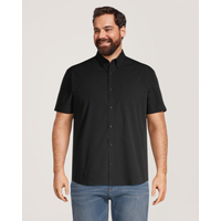 Denver Hayes Men's Poplin Casual Short Sleeve Modern Fit Shirt Front_Flat