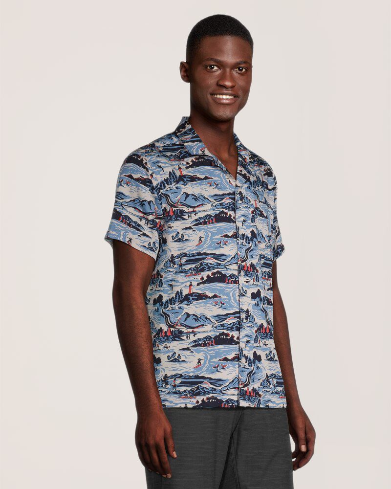 Chemise à manches courtes et à coupe moderne avec imprimé intégral pour hommes, FarWest