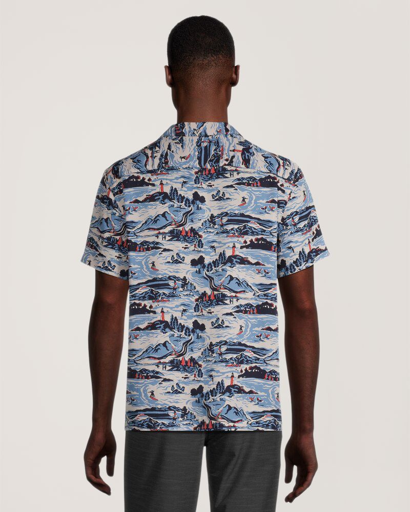 Chemise à manches courtes et à coupe moderne avec imprimé intégral pour hommes, FarWest