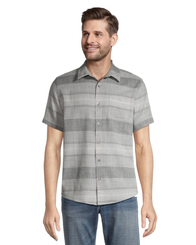 Silver Men's Striped Button Down Cotton Shirt