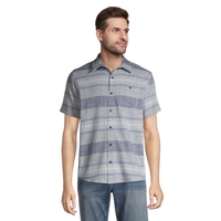 Silver Men's Striped Button Down Cotton Shirt Front_Flat