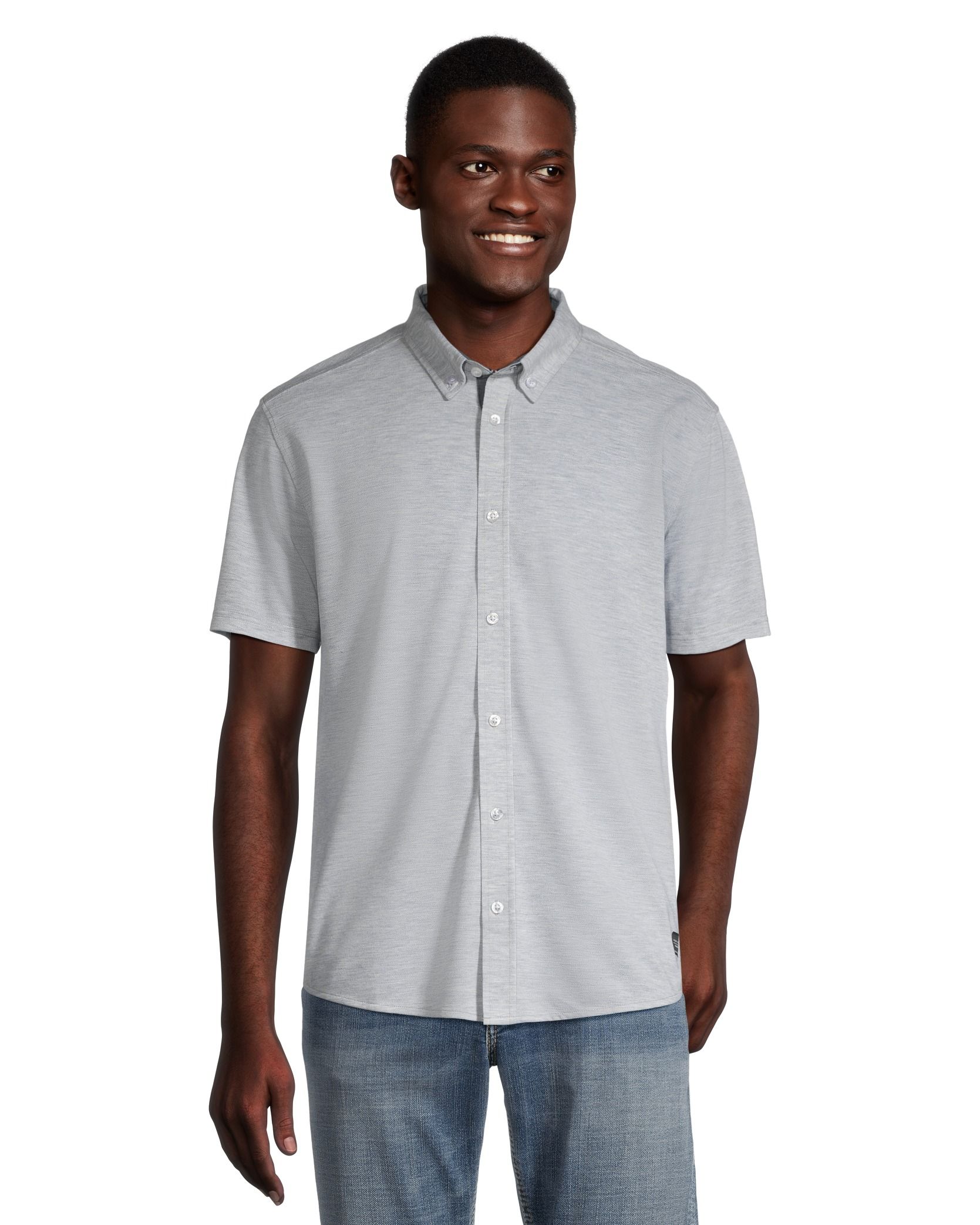 Silver Men's Solid Print Regular Fit Knit Shirt | Marks