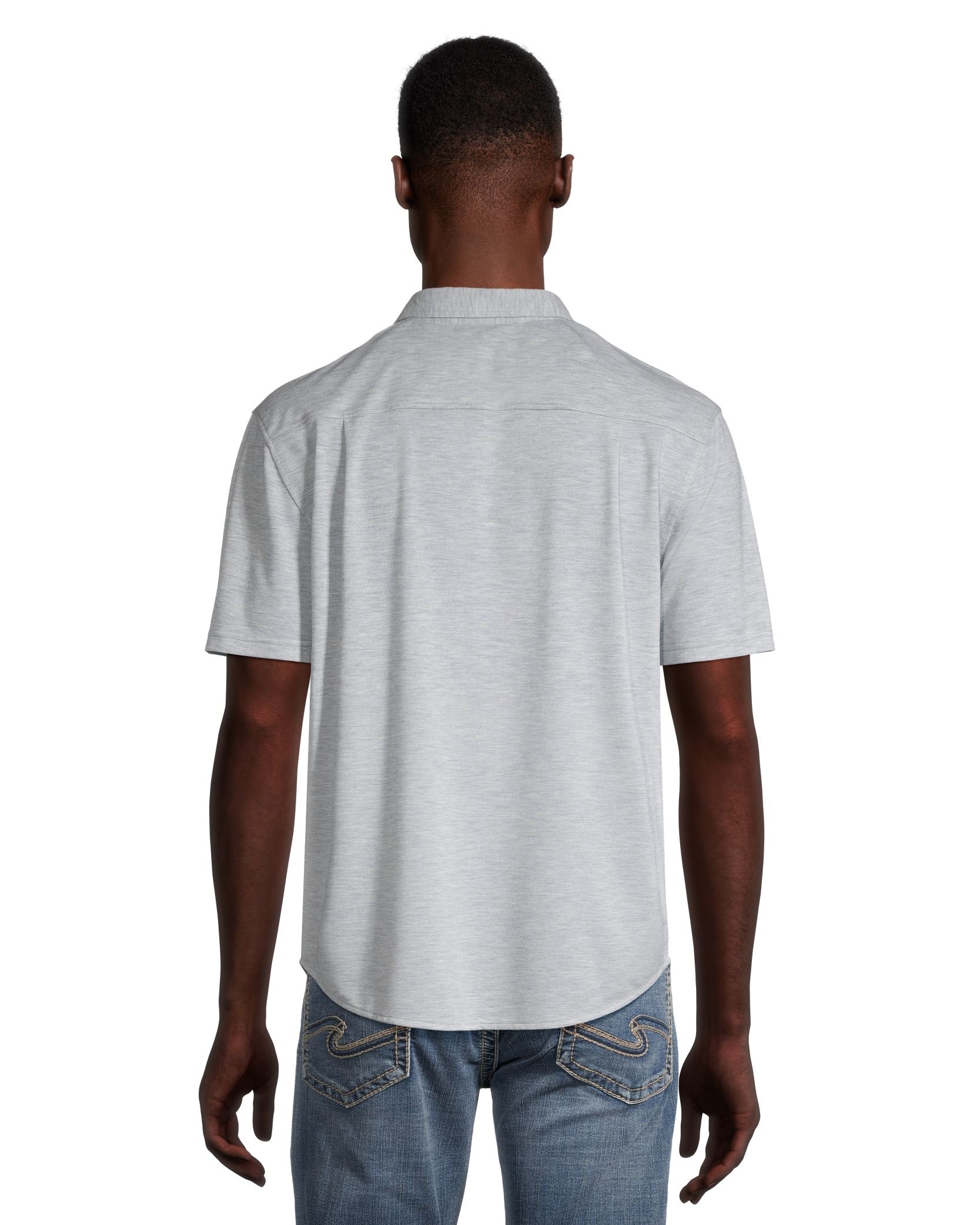 Chemise en tricot à imprimé uni de coupe régulière pour hommes, Silver