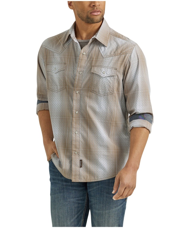 Wrangler Men's Retro Premium Long Sleeve Woven Plaid Shirt