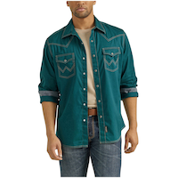 Wrangler Men's Retro Premium Long Sleeve Woven Plaid Shirt Front_Flat