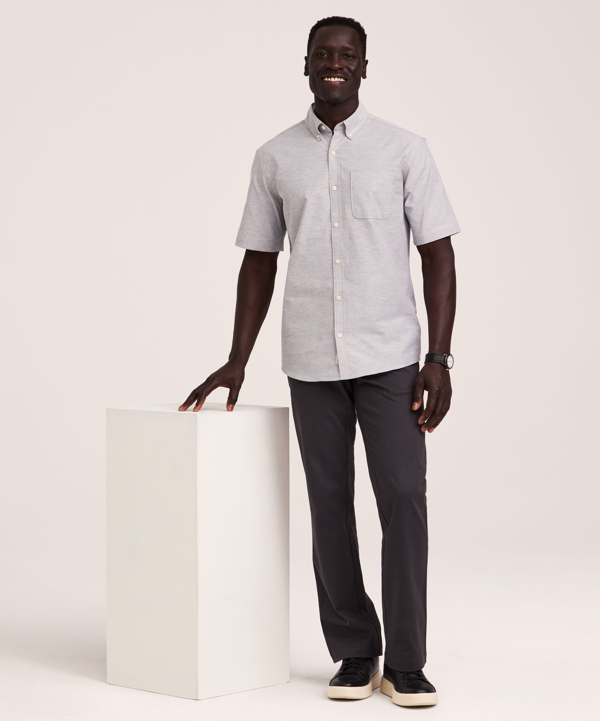 Chemise boutonnée décontractée et extensible Oxford pour hommes, Denver Hayes