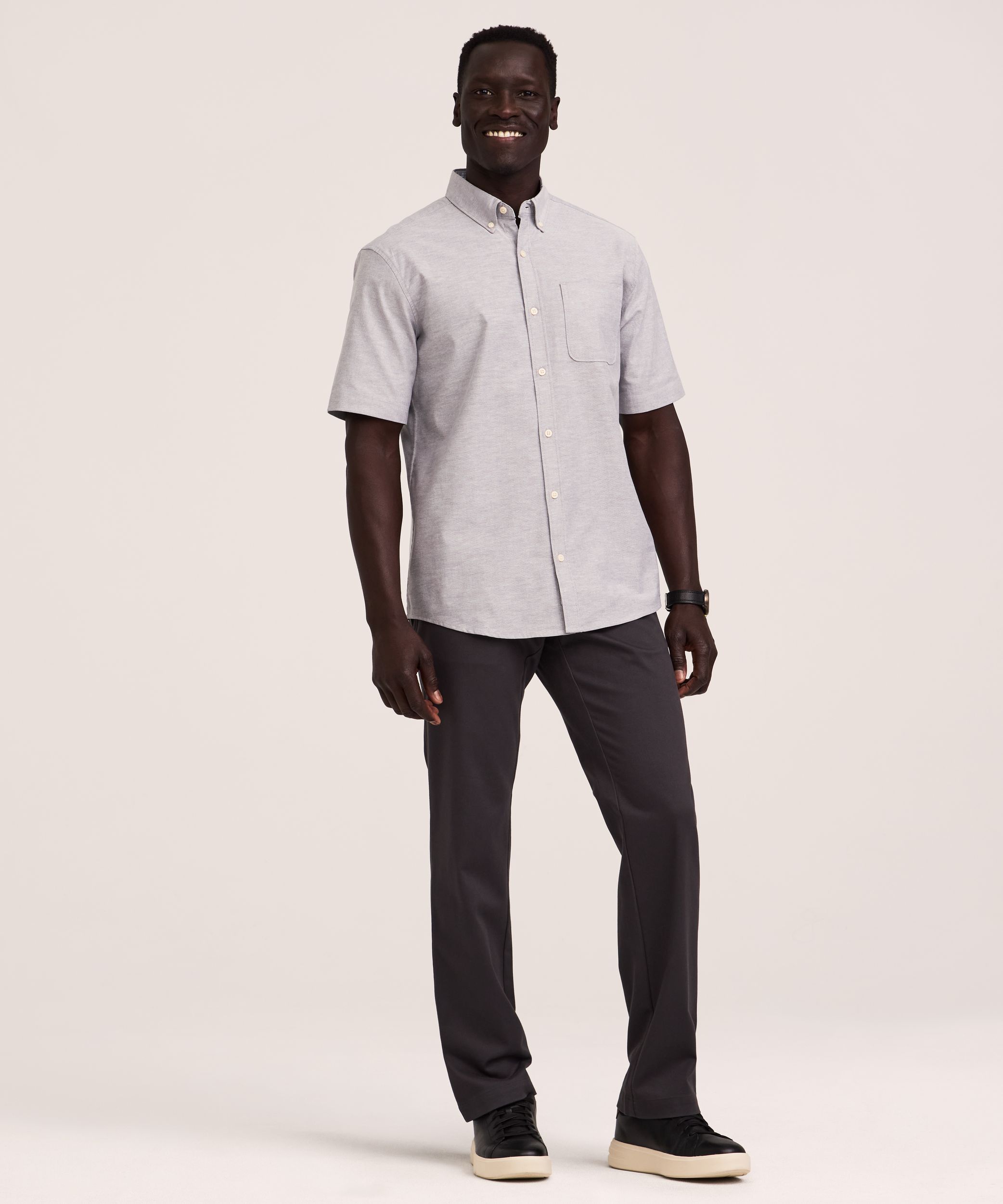 Chemise boutonnée décontractée et extensible Oxford pour hommes, Denver Hayes