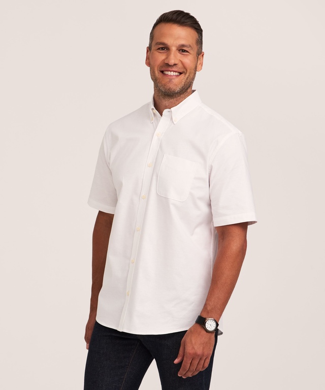 Denver Hayes Men's Stretch Oxford Casual Button Down Shirt