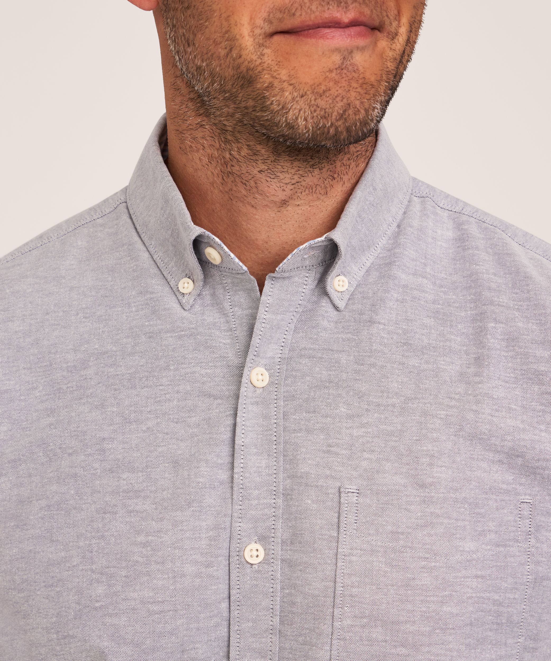 Chemise boutonnée décontractée et extensible Oxford à manches longues pour hommes, Denver Hayes