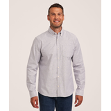 Chemise boutonnée décontractée et extensible Oxford à manches longues pour hommes, Denver Hayes Front_Flat