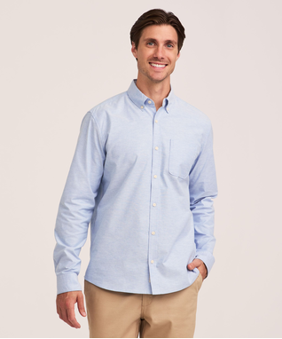 Denver Hayes Men's Stretch Oxford Casual Long Sleeve Button Down Shirt