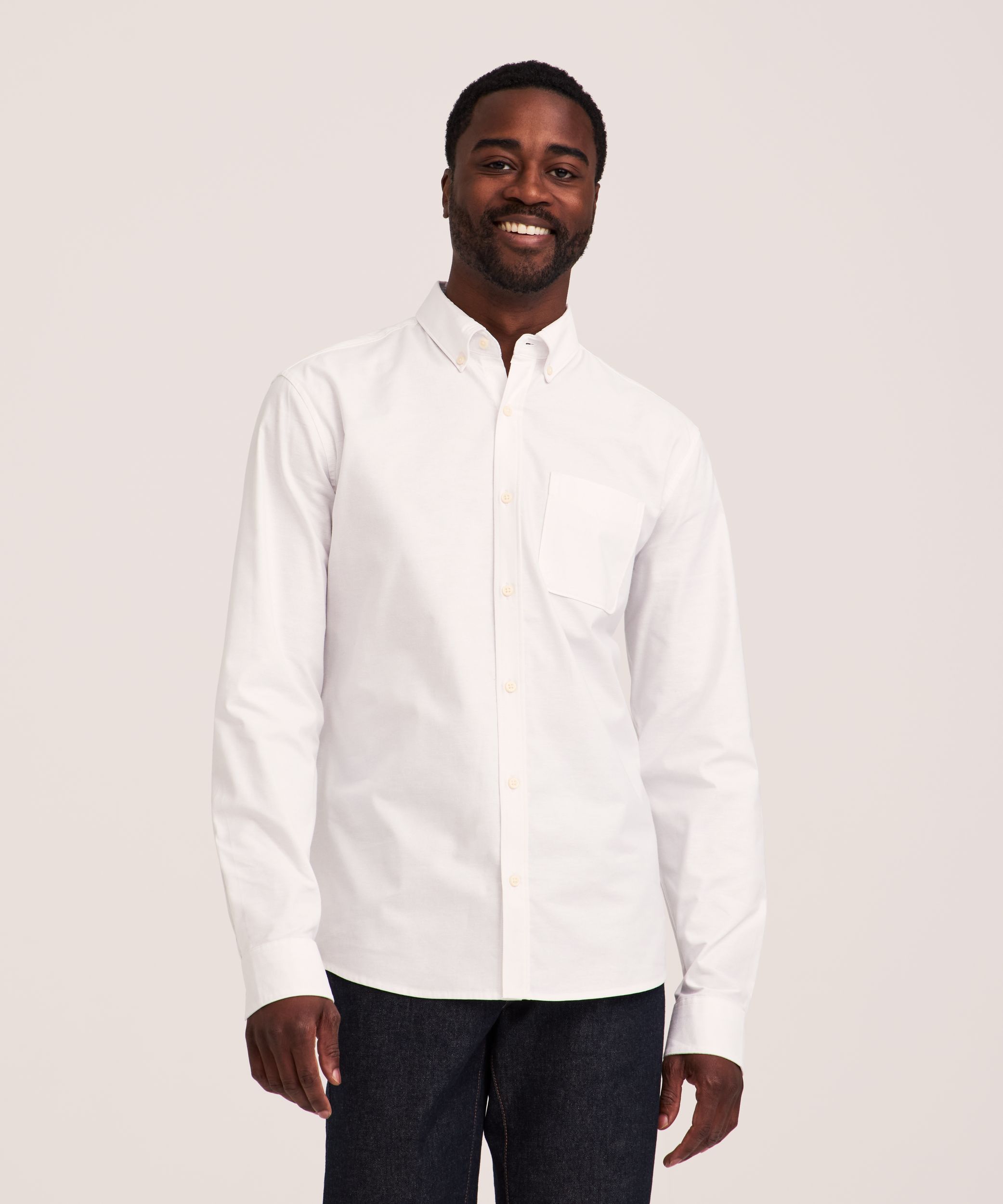 Denver Hayes Men's Stretch Oxford Casual Long Sleeve Button Down Shirt