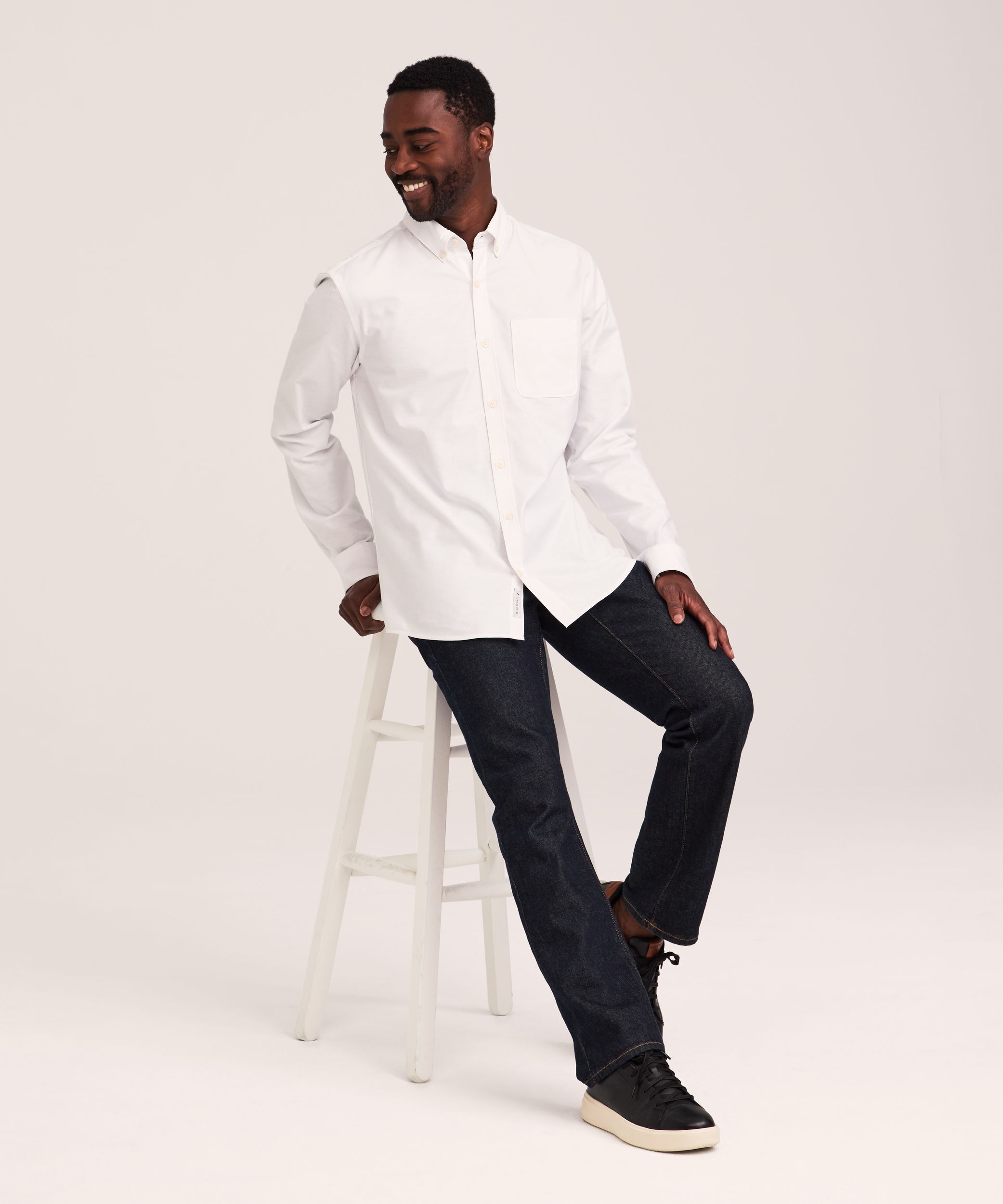 Denver Hayes Men's Stretch Oxford Casual Long Sleeve Button Down Shirt