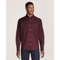 Denver Hayes Men's Stretch Oxford Casual Long Sleeve Button Down Shirt Front_Flat