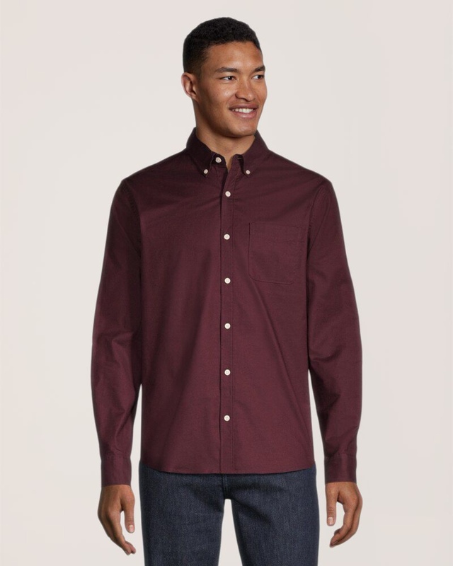 Denver Hayes Men's Stretch Oxford Casual Long Sleeve Button Down Shirt