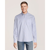 Chemise boutonnée décontractée et extensible Oxford à manches longues pour hommes, Denver Hayes Front_Flat