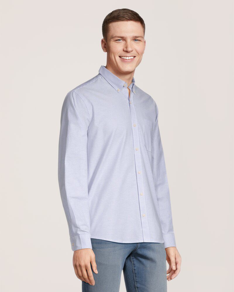 Denver Hayes Men's Stretch Oxford Casual Long Sleeve Button Down Shirt