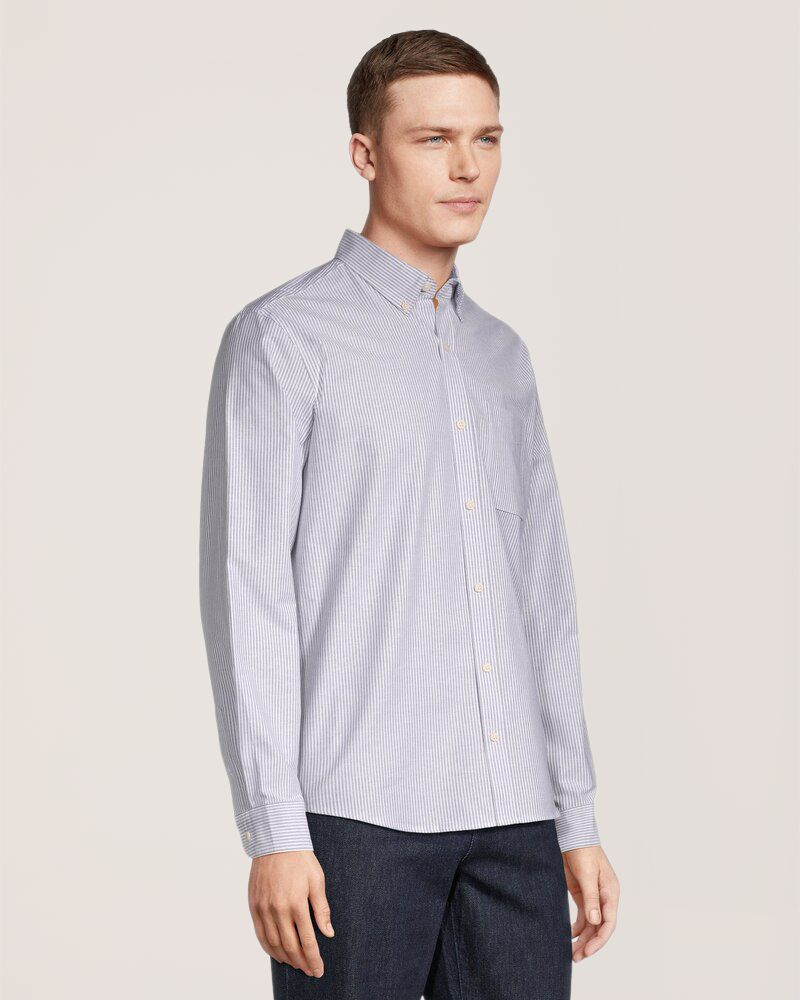 Chemise boutonnée décontractée et extensible Oxford à manches longues pour hommes, Denver Hayes