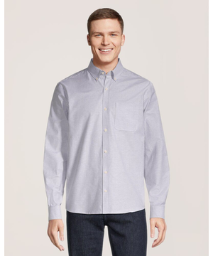 Chemise boutonnée décontractée et extensible Oxford à manches longues pour hommes, Denver Hayes