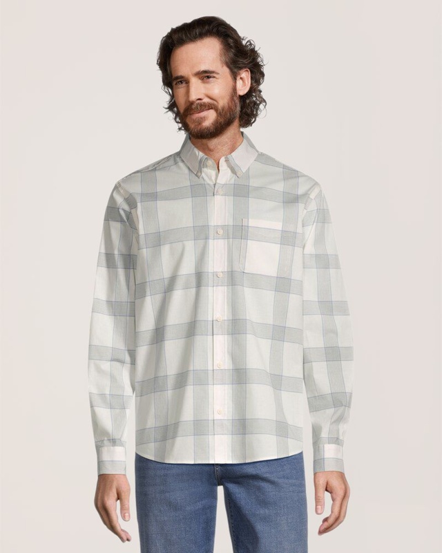 Denver Hayes Men's Casual Sport Long Sleeve Plaid Shirt