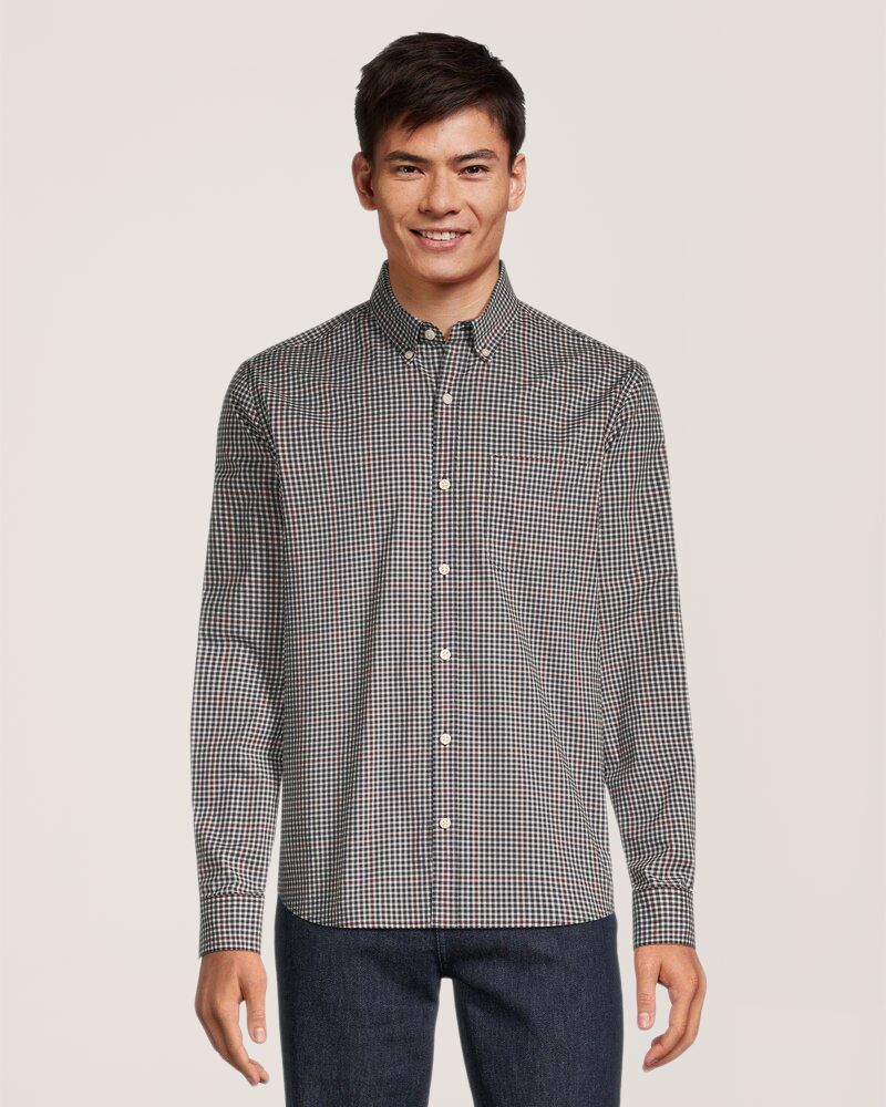 Chemise à carreaux sportive et décontractée à manches longues pour hommes, Denver Hayes