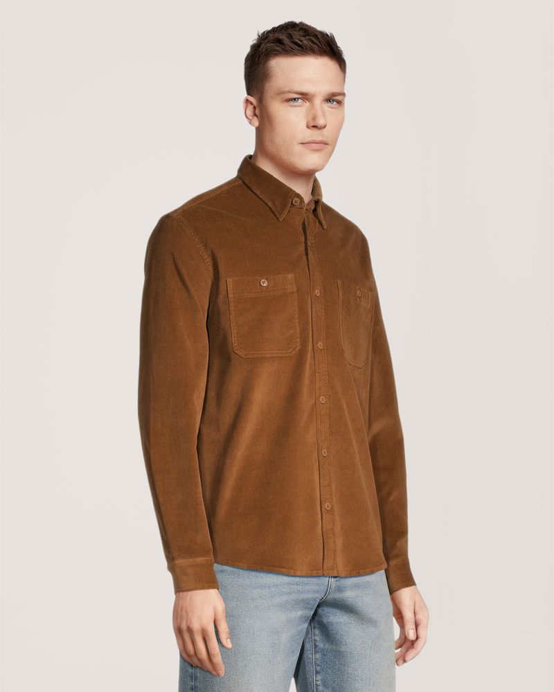 Denver Hayes Men's Stretch Corduroy Long Sleeve Shirt